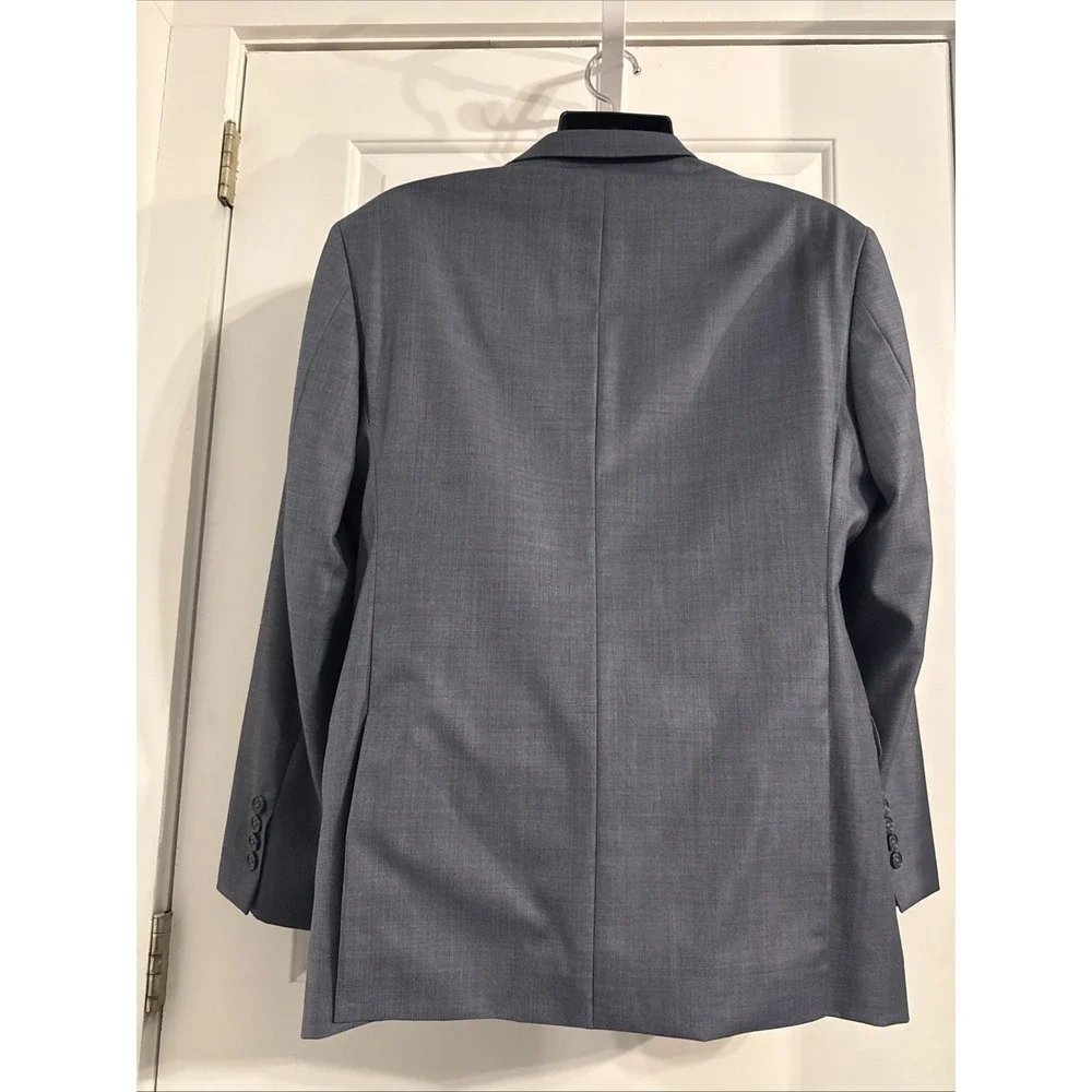 Jos A Bank Traveler Blazer Mens 44R 100% Wool‎ Slim Fit Travel Blue Woven Jacket